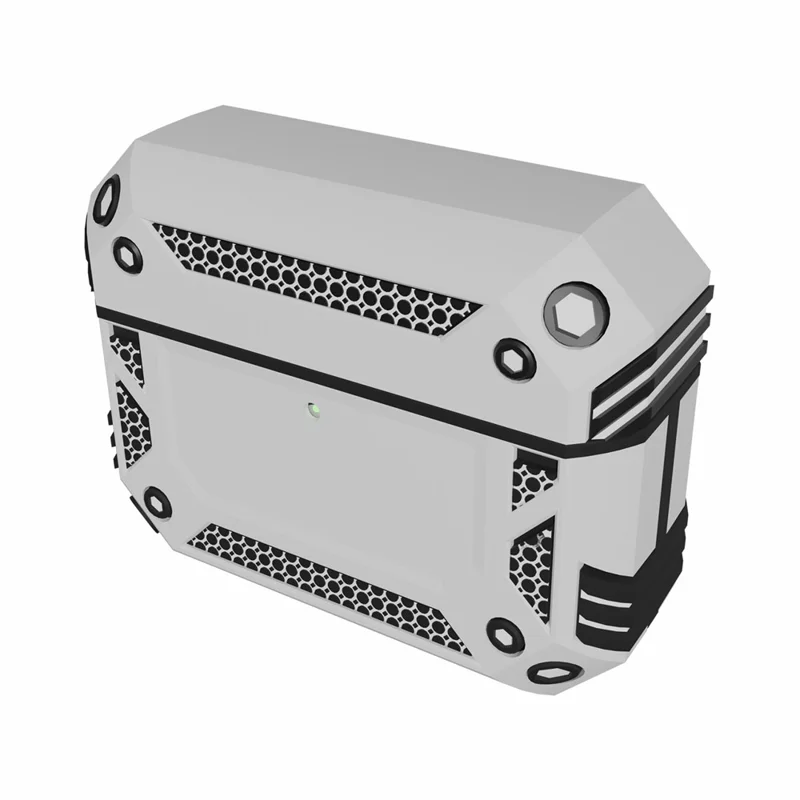Für AirPods Pro 3 Hülle Magnetische PC + TPU Stoßfeste Schutzhülle mit Schlüsselband - Silber
