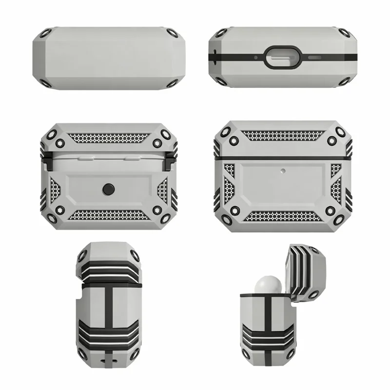 Für AirPods Pro 3 Hülle Magnetische PC + TPU Stoßfeste Schutzhülle mit Schlüsselband - Silber