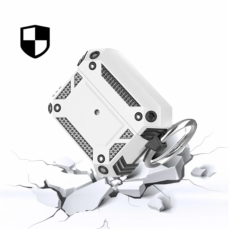 Für AirPods 4 Hülle Magnetisch PC + TPU Stoßfester Schutz für Kopfhörer mit Schlüsselband - Silber