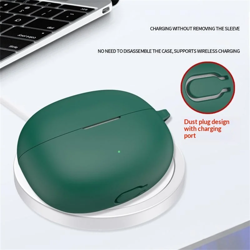 Silicone Case for VIVO TWS 5i Bluetooth-compatible Earbuds Anti-lost Protective Cover with Carabiner - Black