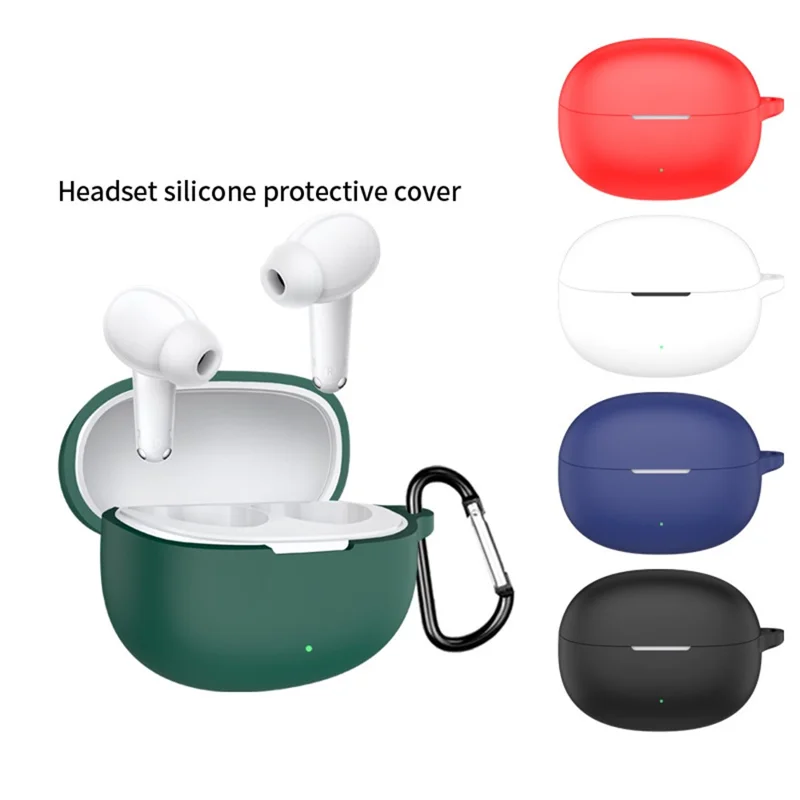 Silicone Case for VIVO TWS 5i Bluetooth-compatible Earbuds Anti-lost Protective Cover with Carabiner - Black