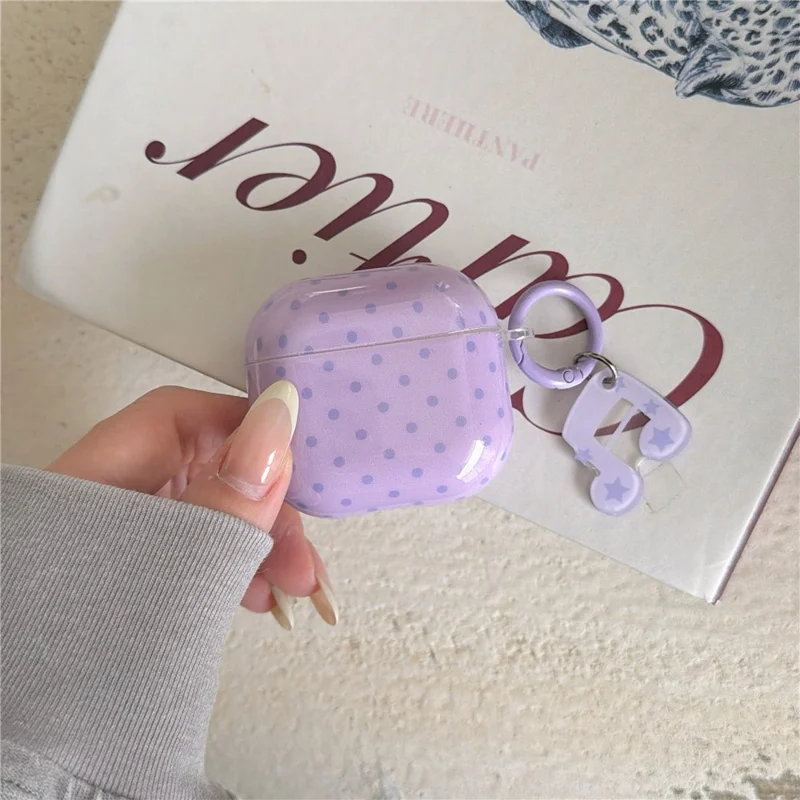 För AirPods 4 prickig låda med musiknot stjärncharm & hake IMD+TPU skyddslåda