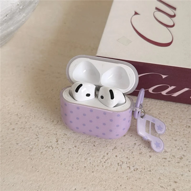 För AirPods 4 prickig låda med musiknot stjärncharm & hake IMD+TPU skyddslåda