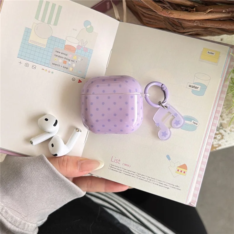 För AirPods 4 prickig låda med musiknot stjärncharm & hake IMD+TPU skyddslåda