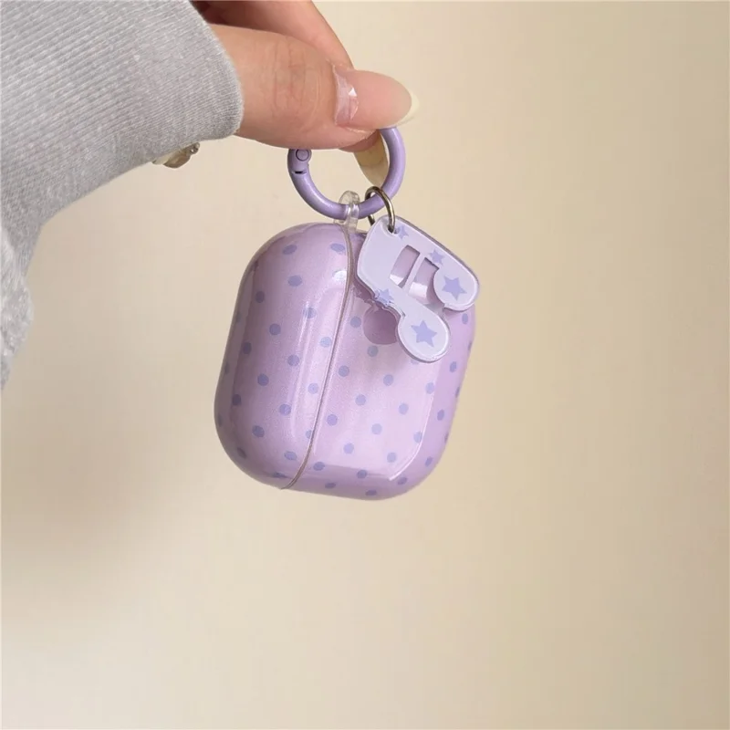 För AirPods 4 prickig låda med musiknot stjärncharm & hake IMD+TPU skyddslåda
