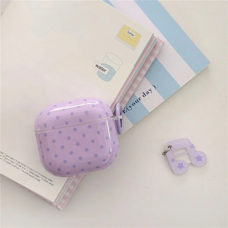 För AirPods 3 prickig låda med musiknotstjärn hänglås med hake IMD+TPU skyddshölje