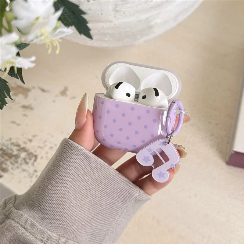 För AirPods 3 prickig låda med musiknotstjärn hänglås med hake IMD+TPU skyddshölje