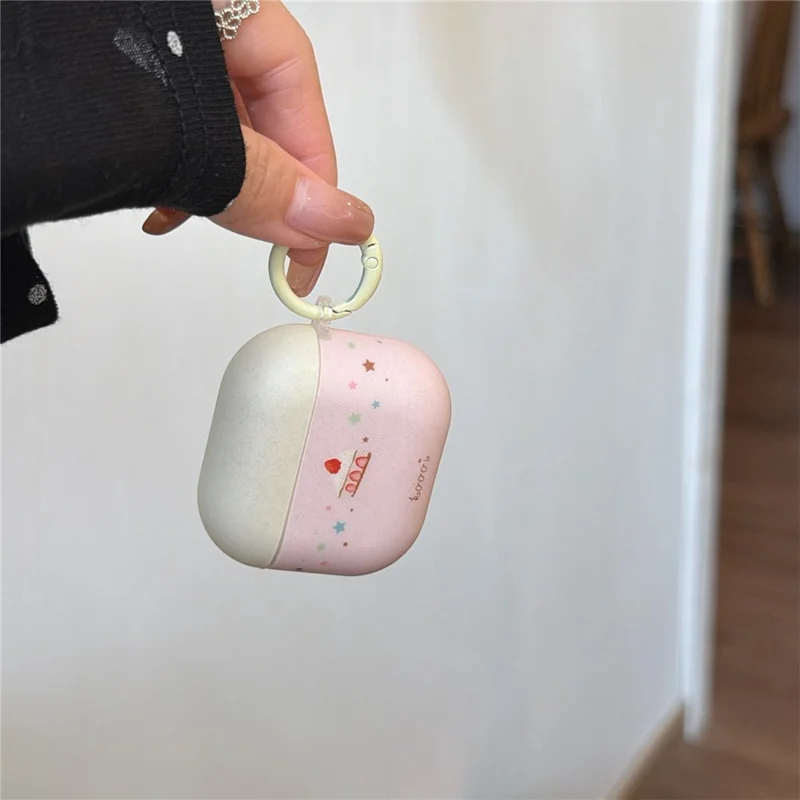 TPU Case for AirPods 3 Cute Cake Design Protective Cover with Keychain Charm & Buckle Clip
