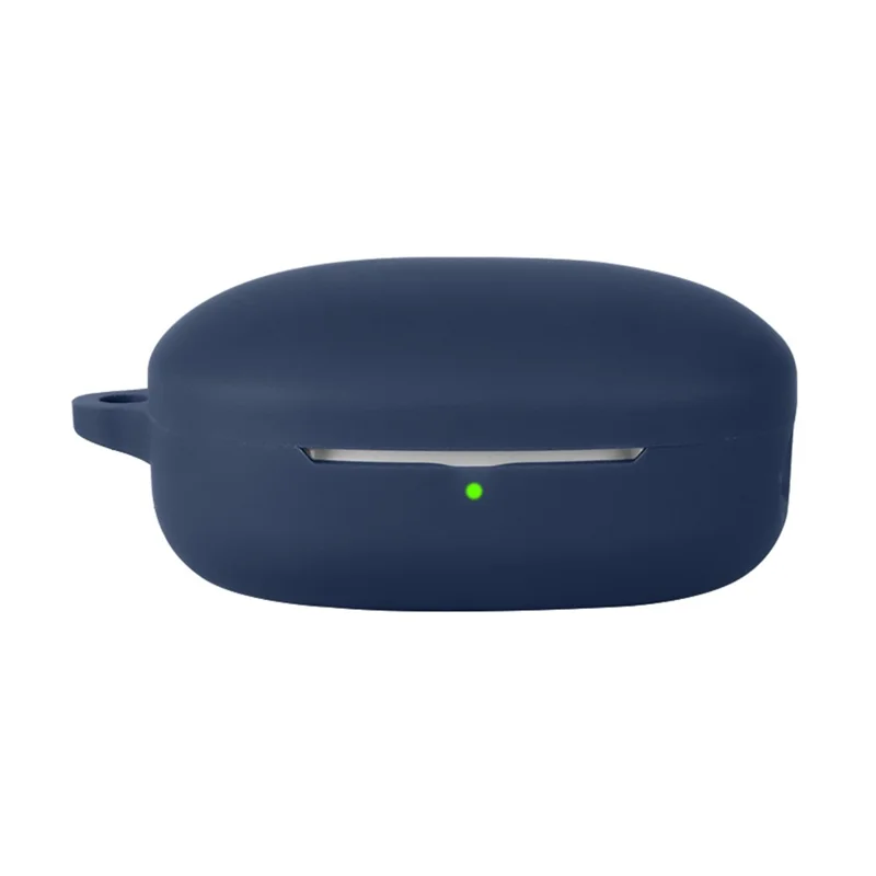 For QCY T13 Pro Silicone Case Wireless Earbuds Protective Cover with Anti-Lost Buckle - Dark Blue