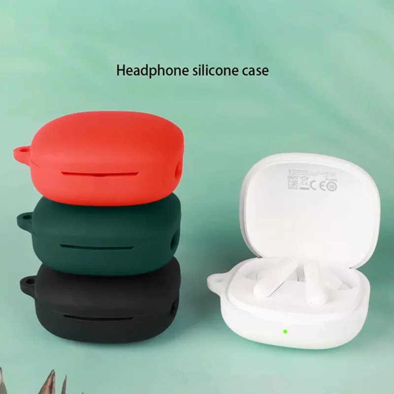For QCY T13 Pro Silicone Case Wireless Earbuds Protective Cover with Anti-Lost Buckle - Dark Blue
