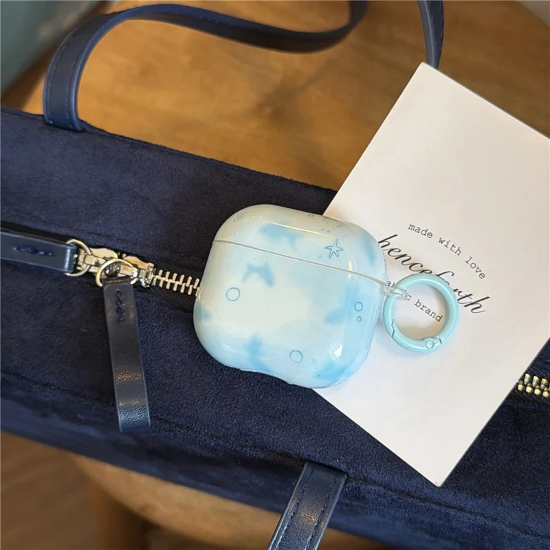 For AirPods Pro 3 TPU Case IMD Blauw Vispatroon Beschermhoes met Karabijnhaak