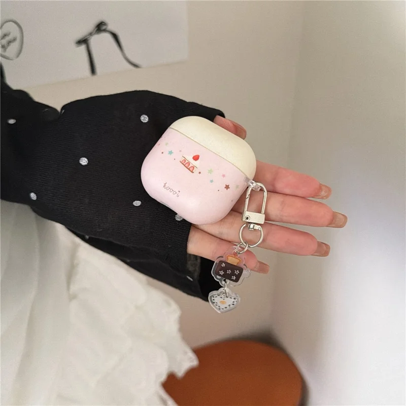 Мягкий чехол для AirPods Pro 3 из ТПУ с милым принтом торта, защитная крышка с подвеской