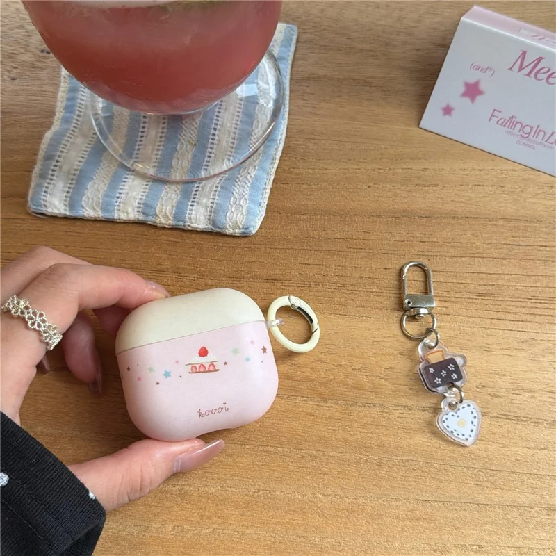 Мягкий чехол для AirPods Pro 3 из ТПУ с милым принтом торта, защитная крышка с подвеской