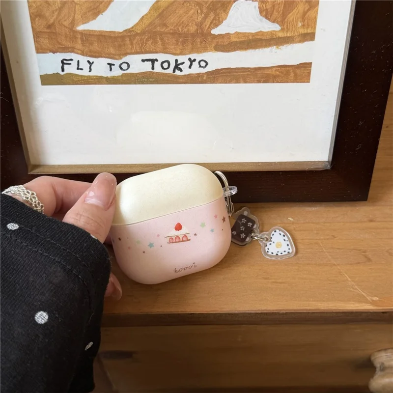Мягкий чехол для AirPods Pro 3 из ТПУ с милым принтом торта, защитная крышка с подвеской