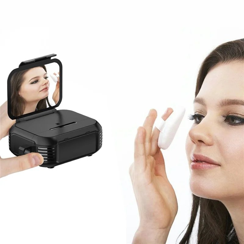 For AirPods Pro 2 Magnetic Case Mirror Phone Stand TPU + PC Earphone Protective Cover with Carabiner - Black