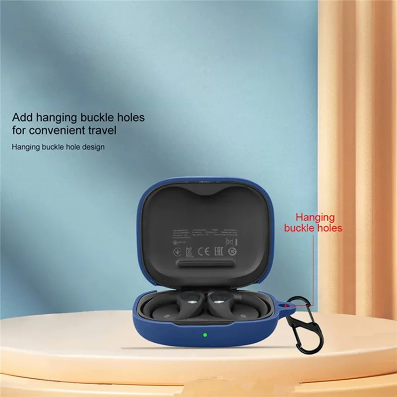 Etui silikonowe do słuchawek 1MORE Open Earbuds S51, ochronna pokrywa z przyczepką zawieszaną przeciwko gubieniu – ciemnoniebieski