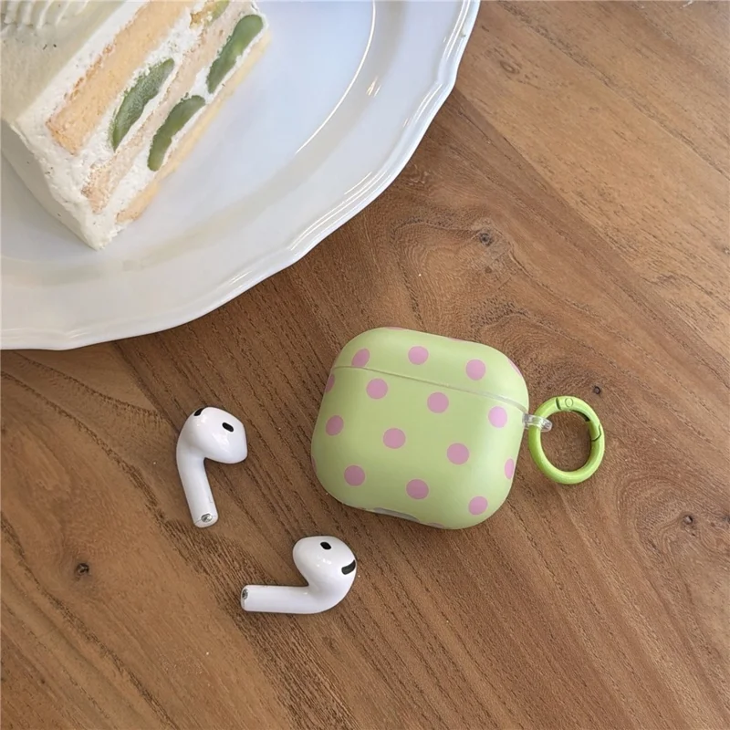 Pokrowiec w groszki na Apple AirPods 4, miękka osłona ochronna z tworzywa TPU z karabińczykiem