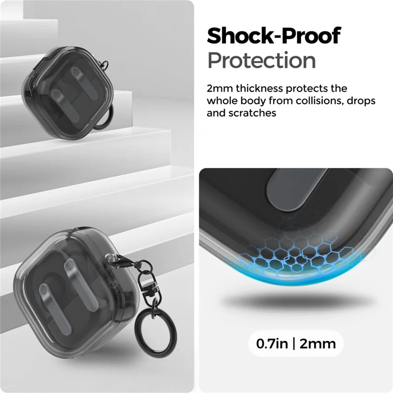 AHASTYLE WG196 dla Samsung Galaxy Buds4 / Buds4 Pro TPU Case Projekt podzielony Etui na słuchawki - Przezroczysty Szary