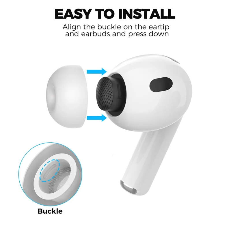 AHASTYLE WG187 3 Pares Tamanho L para AirPods Pro 3 Pontas de Silicone para Auriculares Tampas com Caixa de Armazenamento - Branco