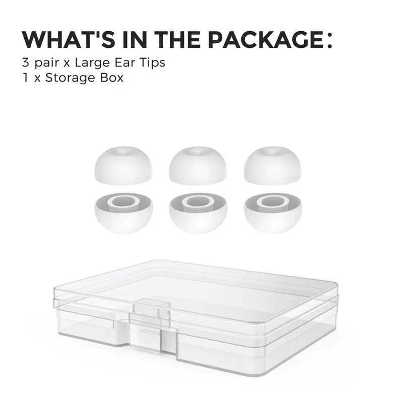 AHASTYLE WG187 3 Pares Tamanho L para AirPods Pro 3 Pontas de Silicone para Auriculares Tampas com Caixa de Armazenamento - Branco