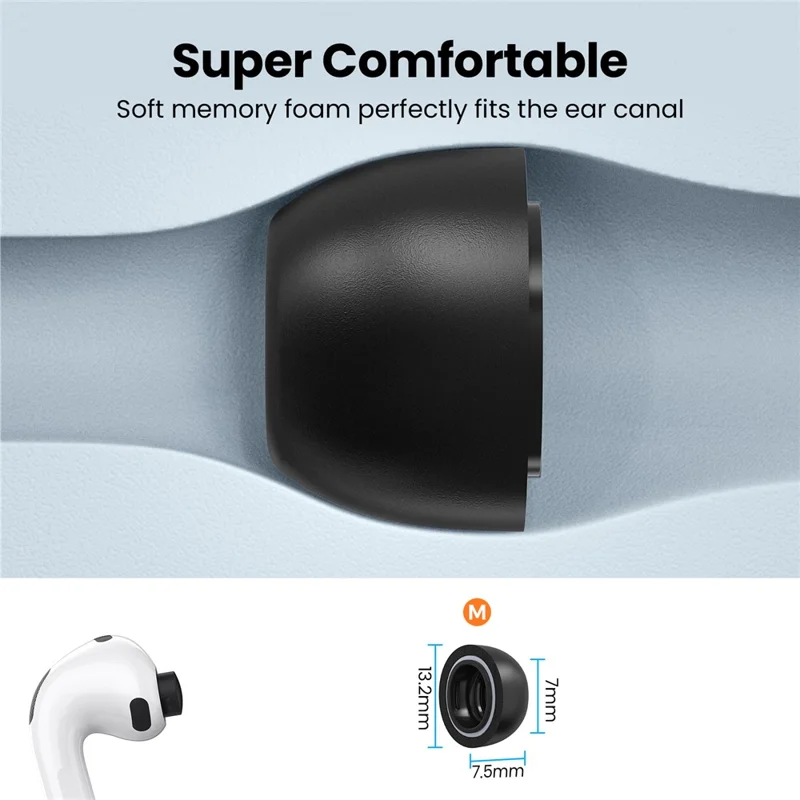 AHASTYLE WE38 3 أزواج مقاس M لسماعات AirPods Pro 3 من رغوة الذاكرة قطع بديلة للسماعات - أسود
