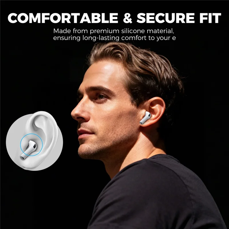 أحذية AHASTYLE WG187 زوجان 3 مقاس M لسماعات إيربودز برو 3 غطاء أذن سيليكون مع علبة تخزين - أبيض