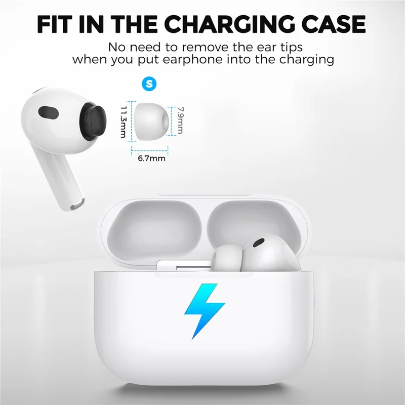 AHASTYLE WG187 3 أزواج مقاس S لأنظمة AirPods Pro 3 أغطية سيليكون للأذن مع علبة التخزين - أبيض