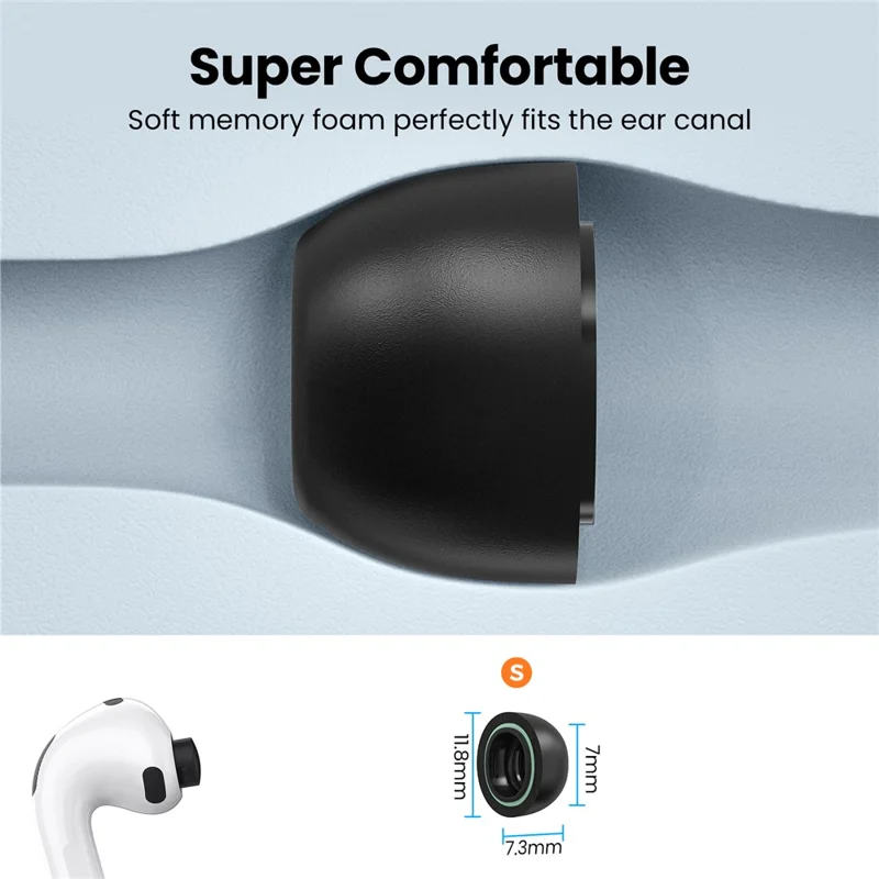 AHASTYLE WE38 زوج واحد مقاس S لسماعات AirPods Pro 3 نصائح أذن من رغوة الذاكرة لينة ومريحة - أسود