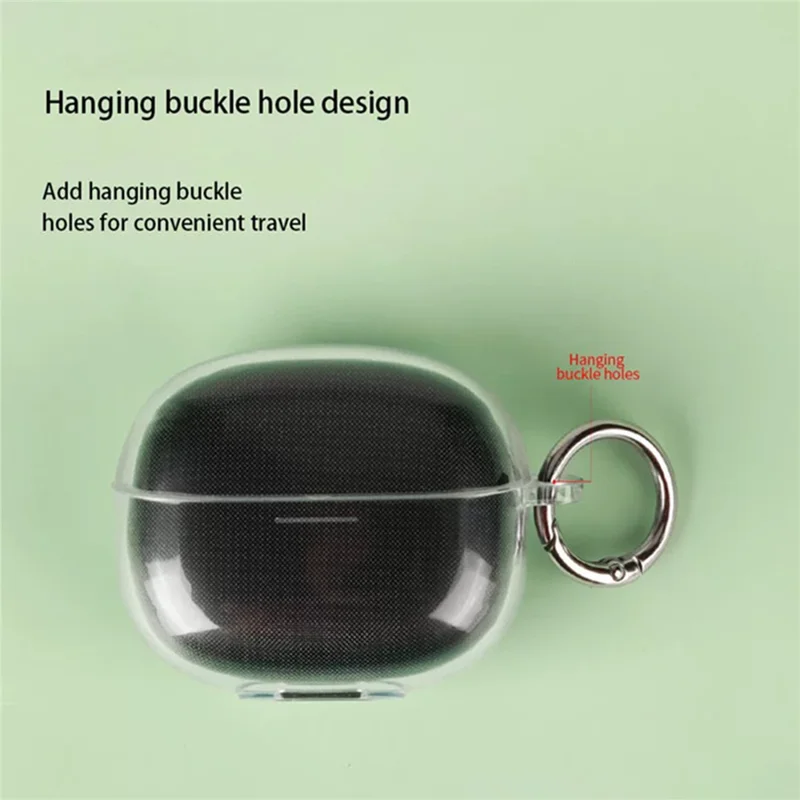 Case for Redmi Buds 8 Bluetooth-compatible Earbuds Clear TPU Protective Cover with Anti-lost Buckle