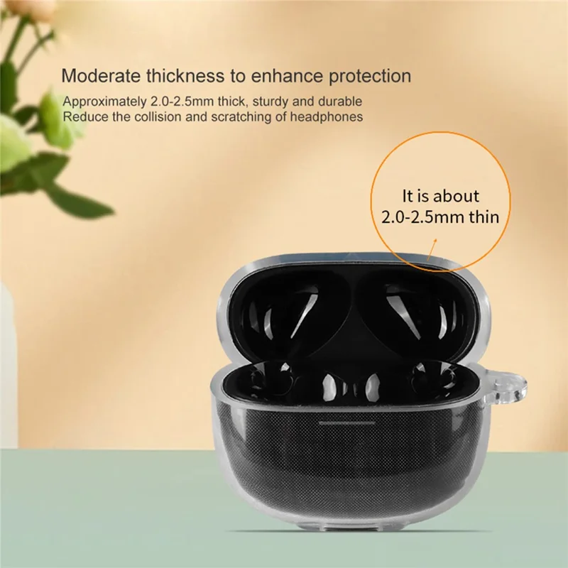 Case for Redmi Buds 8 Bluetooth-compatible Earbuds Clear TPU Protective Cover with Anti-lost Buckle