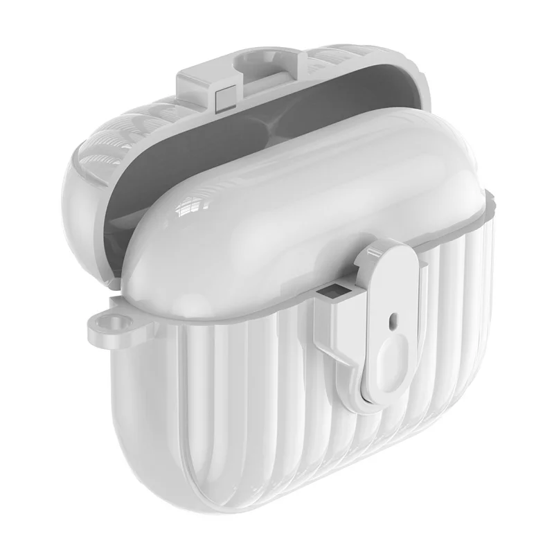 TPU Case for AirPods Pro 3 Shell Anti-Slip Textured One-Click Switch Earphone Protective Cover - White