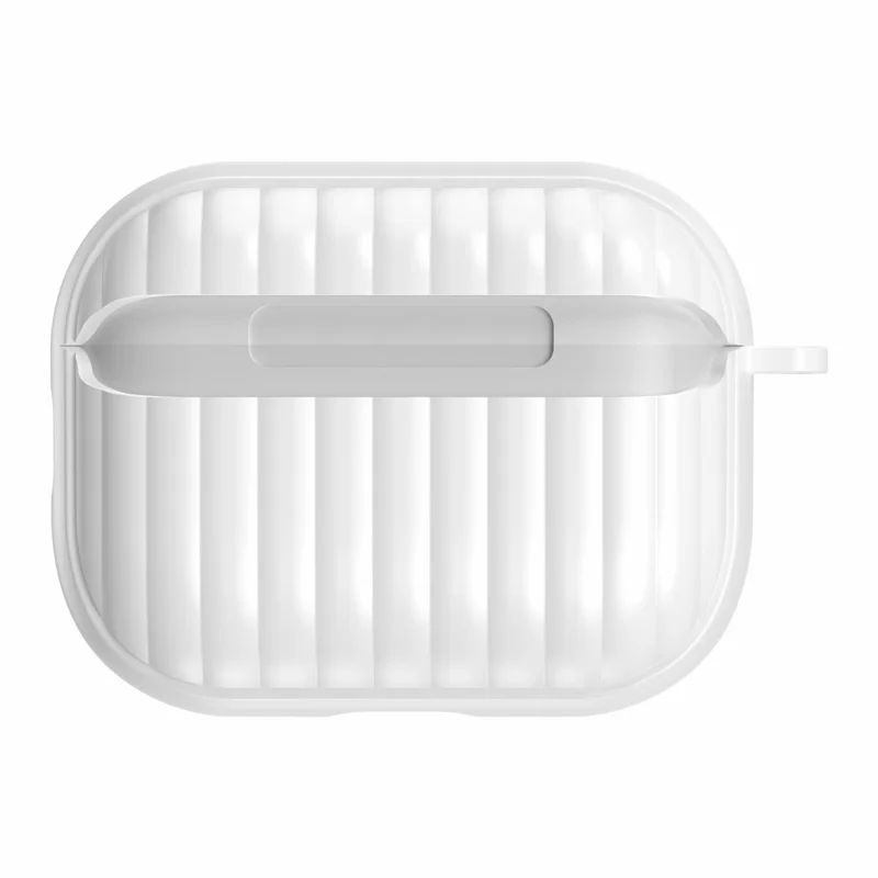 TPU Case for AirPods Pro 3 Shell Anti-Slip Textured One-Click Switch Earphone Protective Cover - White