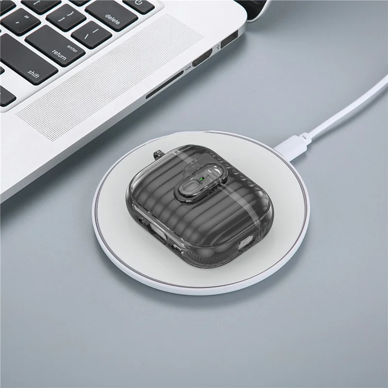 TPU Case for AirPods Pro 3 Shell Anti-Slip Textured One-Click Switch Earphone Protective Cover - White