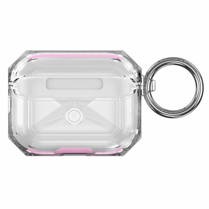 For AirPods Pro 3 TPU Case Transparent Earbud Protective Cover with Carabiner - Rose
