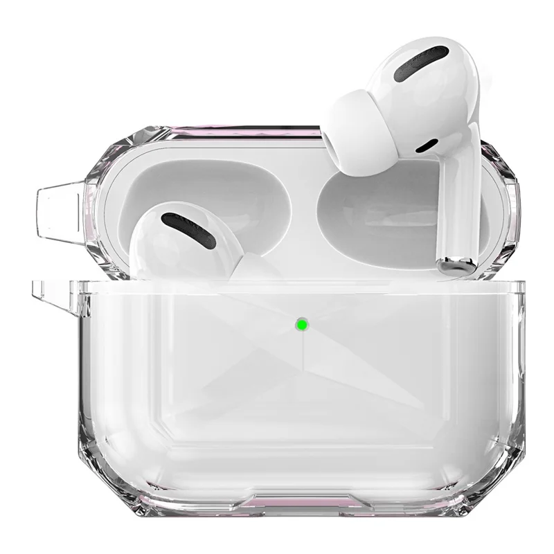 For AirPods Pro 3 TPU Case Transparent Earbud Protective Cover with Carabiner - Rose