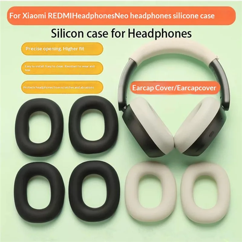 1 Set Silicone Protective Case for Xiaomi REDMI Headphones Neo , Headband Cover + Ear Pads Sleeve - Beige