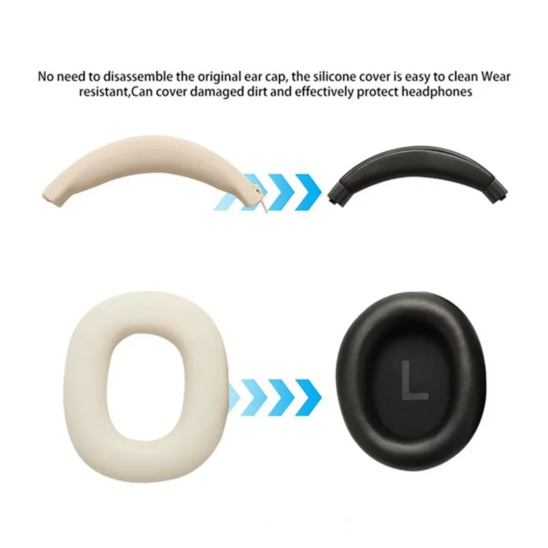 1 Set Silicone Protective Case for Xiaomi REDMI Headphones Neo , Headband Cover + Ear Pads Sleeve - Beige