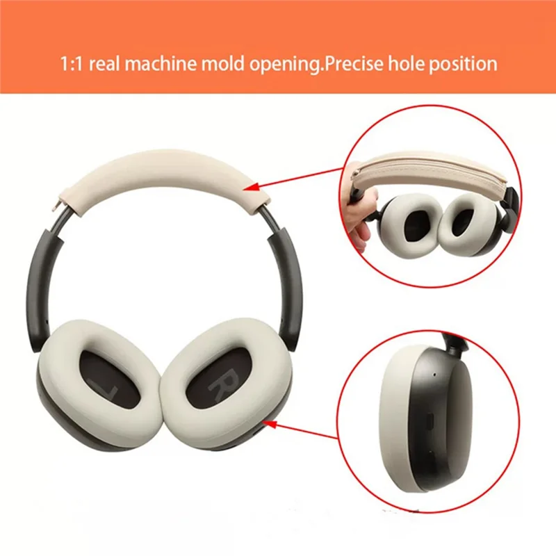 1 Set Silicone Protective Case for Xiaomi REDMI Headphones Neo , Headband Cover + Ear Pads Sleeve - Beige