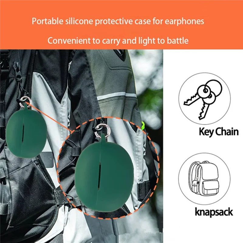For Oppo Enco Air5 Silicone Case Wireless Earbuds Protective Cover with Anti-Lost Buckle - Red
