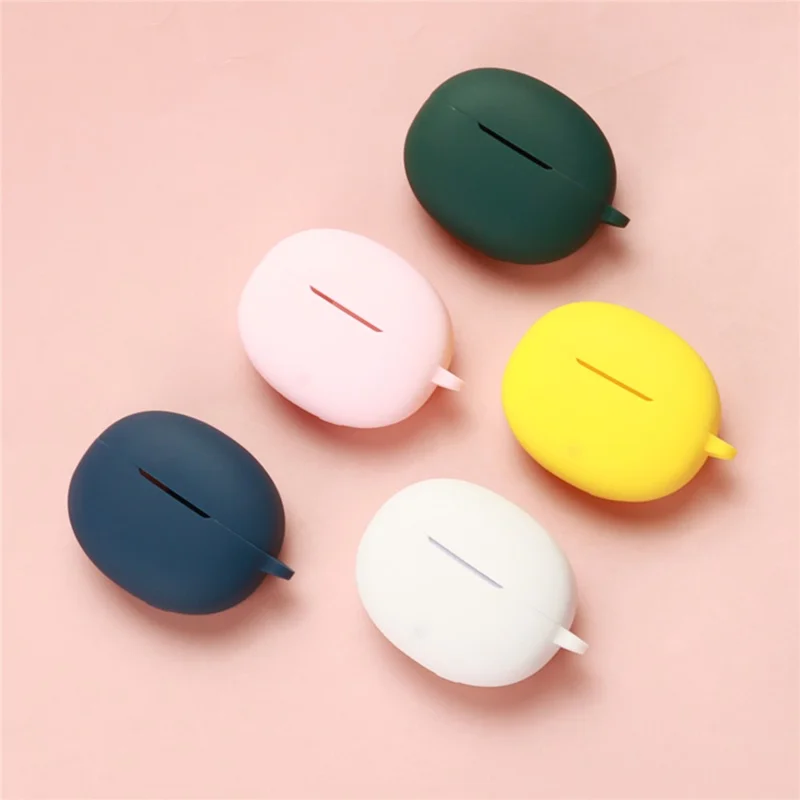 For Oppo Enco Air5 Silicone Case Wireless Earbuds Protective Cover with Anti-Lost Buckle - Red