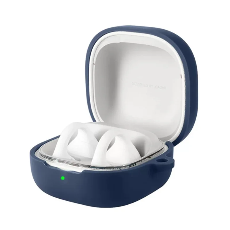 For Xiaomi Clip-On Earbuds Silicone Case Wireless Earphones Protective Cover with Anti-Lost Buckle - Dark Blue