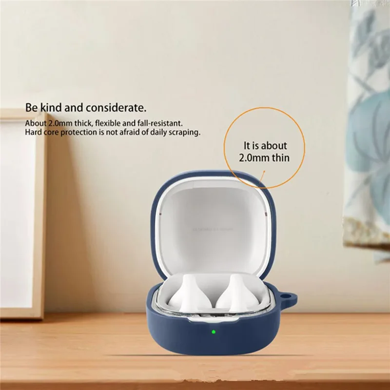 For Xiaomi Clip-On Earbuds Silicone Case Wireless Earphones Protective Cover with Anti-Lost Buckle - Dark Blue