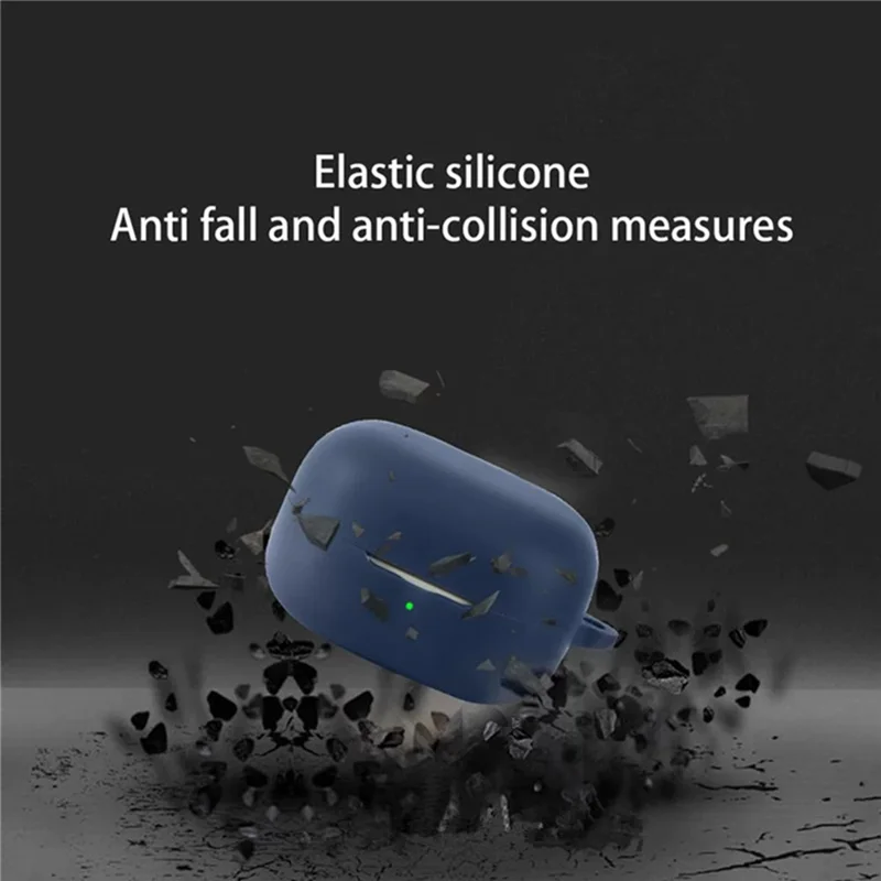 For Xiaomi Clip-On Earbuds Silicone Case Wireless Earphones Protective Cover with Anti-Lost Buckle - Dark Blue