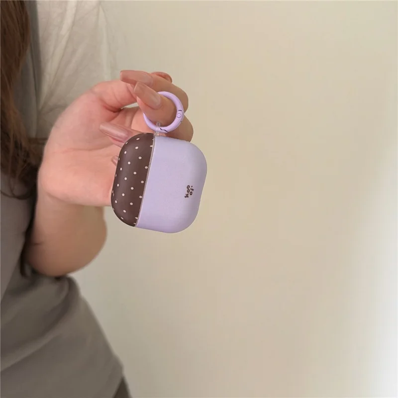 Pokrowiec w kropki do AirPods Pro 3 z ochronną osłoną z TPU i okrągłym zatrzaskiem z karabińczykiem