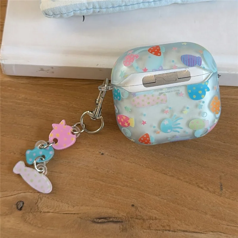 Case for AirPods 3 Frosted Underwater World Protective Cover TPU Soft Durable Shell with Fish-Shaped Charm & Buckle Clip
