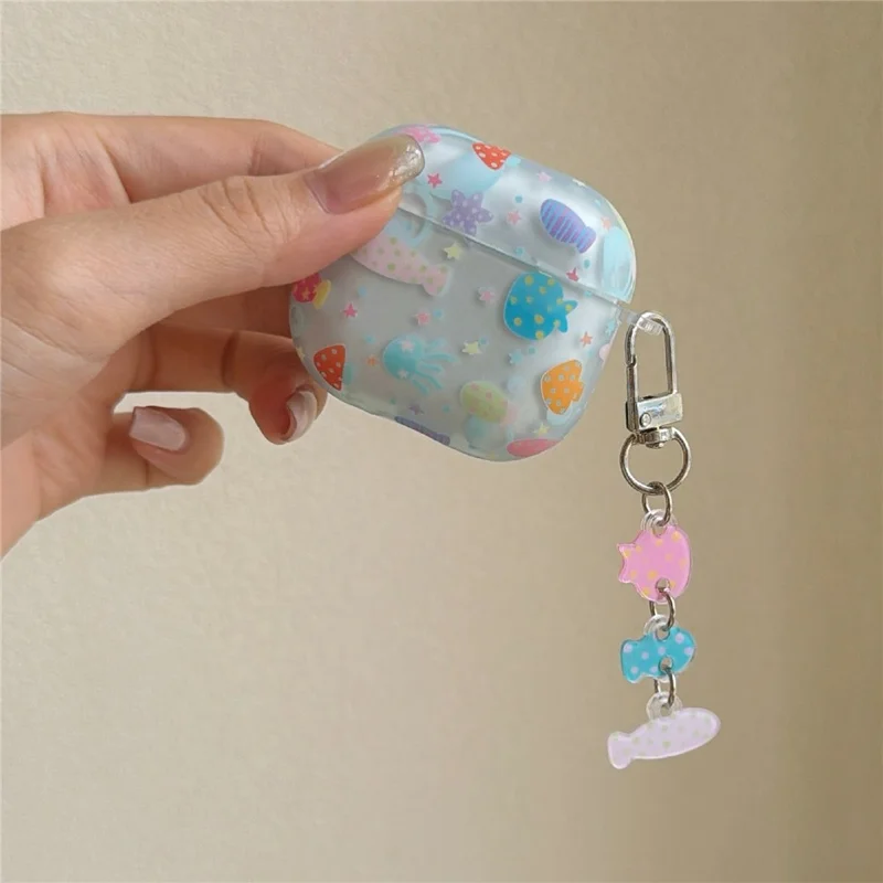 Case for AirPods Pro 3 Frosted Underwater World Protective Cover TPU Soft Durable Shell with Fish-Shaped Charm & Buckle Clip