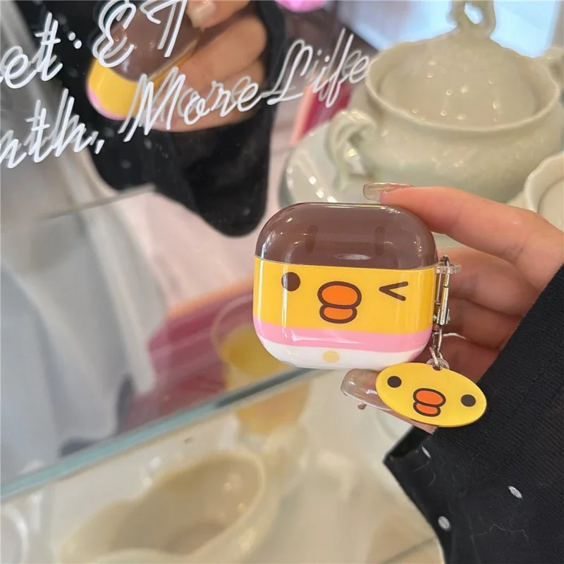 Funda protectora para AirPods 3, diseño de pollito adorable, carcasa de TPU antiimpactos para auriculares inalámbricos con colgante y llavero