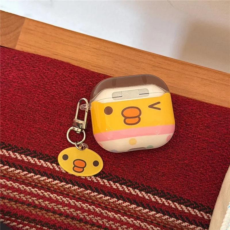 Funda protectora para AirPods 3, diseño de pollito adorable, carcasa de TPU antiimpactos para auriculares inalámbricos con colgante y llavero