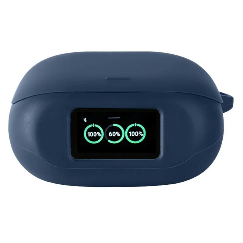For Anker Soundcore Liberty 5 Pro Silicone Case Wireless Earbuds Protective Cover with Anti-Lost Buckle - Dark Blue