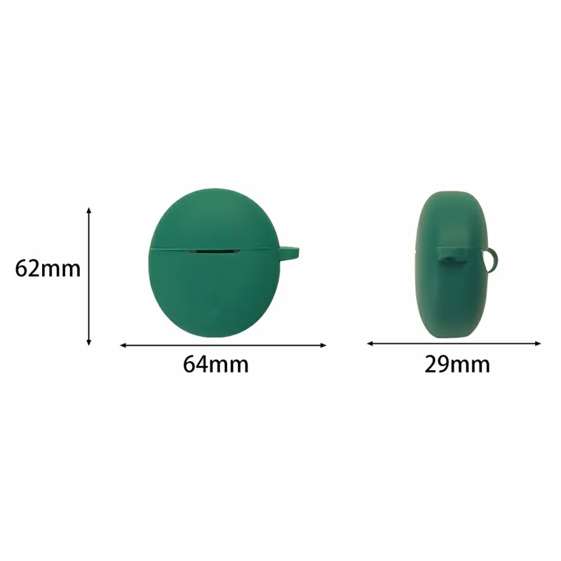 For Oppo Enco Air5s Silicone Case Wireless Earbuds Protective Cover with Anti-Lost Buckle - Blackish Green